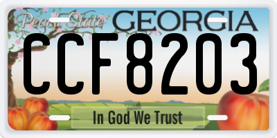 GA license plate CCF8203