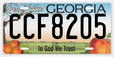 GA license plate CCF8205