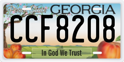 GA license plate CCF8208
