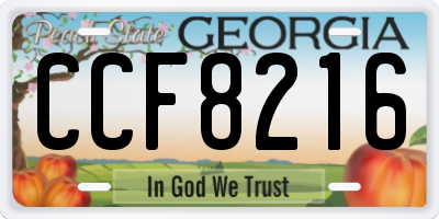 GA license plate CCF8216