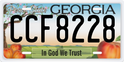 GA license plate CCF8228