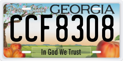 GA license plate CCF8308
