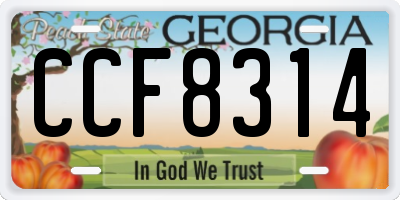 GA license plate CCF8314
