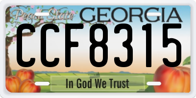 GA license plate CCF8315