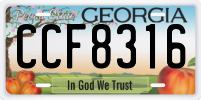GA license plate CCF8316