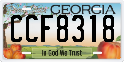 GA license plate CCF8318