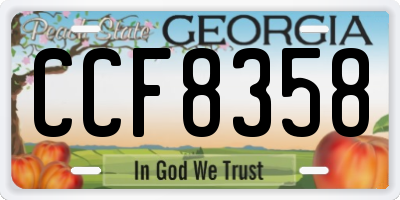 GA license plate CCF8358