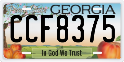 GA license plate CCF8375