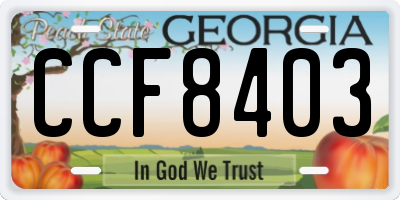 GA license plate CCF8403