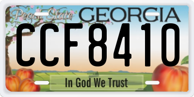 GA license plate CCF8410