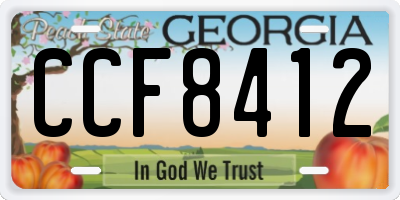 GA license plate CCF8412