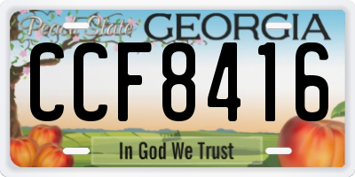 GA license plate CCF8416