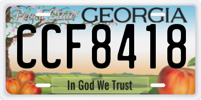 GA license plate CCF8418