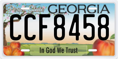 GA license plate CCF8458
