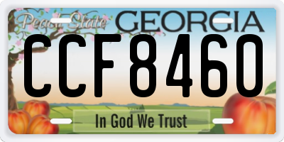 GA license plate CCF8460