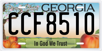 GA license plate CCF8510