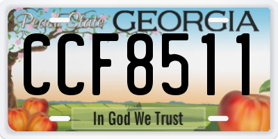 GA license plate CCF8511