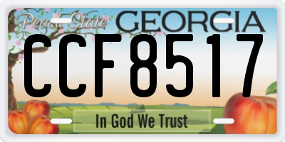 GA license plate CCF8517