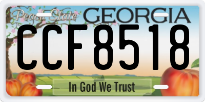 GA license plate CCF8518