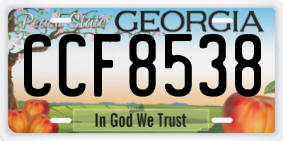 GA license plate CCF8538
