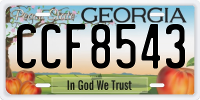 GA license plate CCF8543