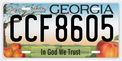 GA license plate CCF8605
