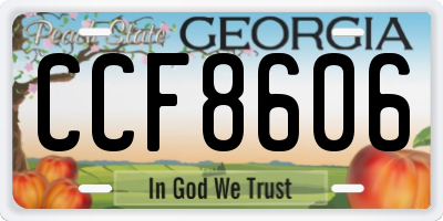 GA license plate CCF8606