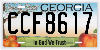 GA license plate CCF8617