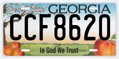 GA license plate CCF8620