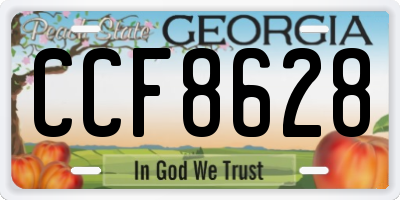 GA license plate CCF8628