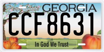 GA license plate CCF8631