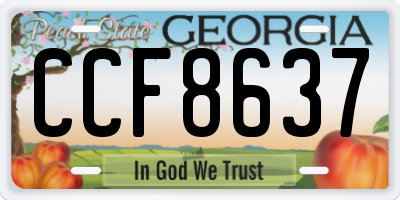 GA license plate CCF8637