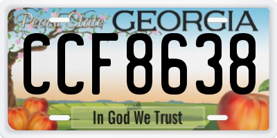 GA license plate CCF8638