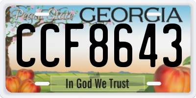 GA license plate CCF8643
