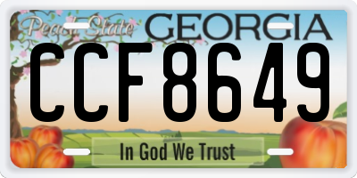 GA license plate CCF8649
