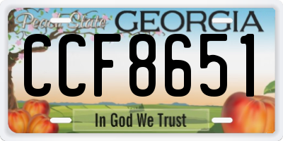 GA license plate CCF8651