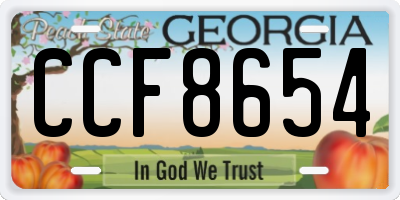 GA license plate CCF8654