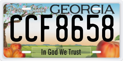 GA license plate CCF8658