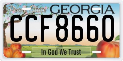 GA license plate CCF8660