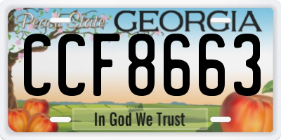 GA license plate CCF8663
