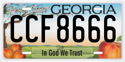 GA license plate CCF8666