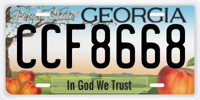 GA license plate CCF8668
