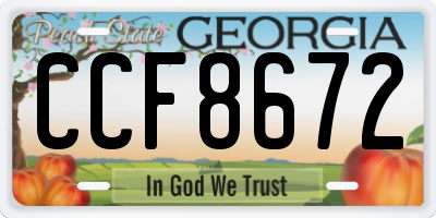 GA license plate CCF8672
