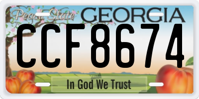 GA license plate CCF8674
