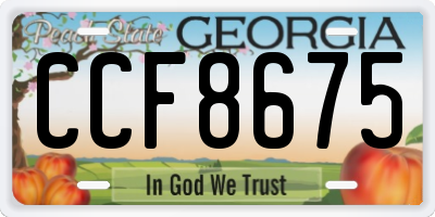 GA license plate CCF8675