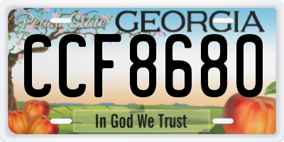 GA license plate CCF8680
