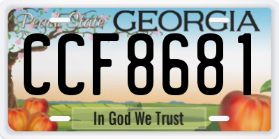 GA license plate CCF8681