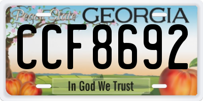 GA license plate CCF8692