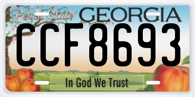 GA license plate CCF8693