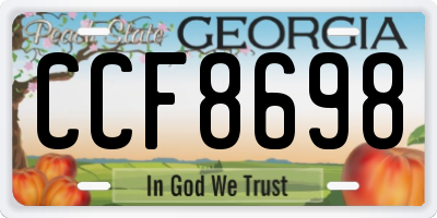 GA license plate CCF8698